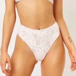 Frankies Bikini Jenna High Waist High Cut Bottom Sweet Rose Floral Women Small